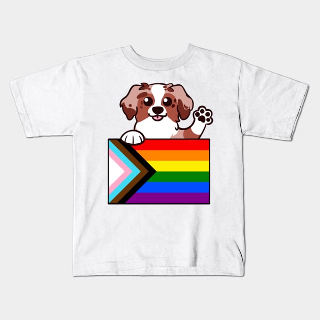 Love is Love Puppy - Red Merle Aussie Kids T-Shirt by LittleGreenHat